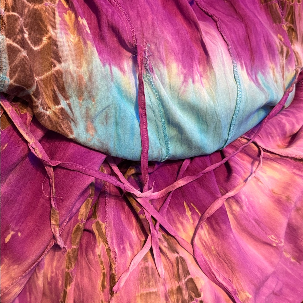 Wevez Rayon Tie Dye Long Skirt in Turquoise~Vibrant Purple~Brown~OS Regular~NWT - Picture 10 of 16
